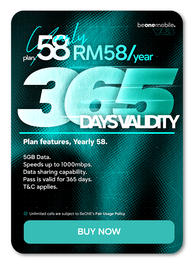 Yearly 58 Plan – 365 Days RM58/year